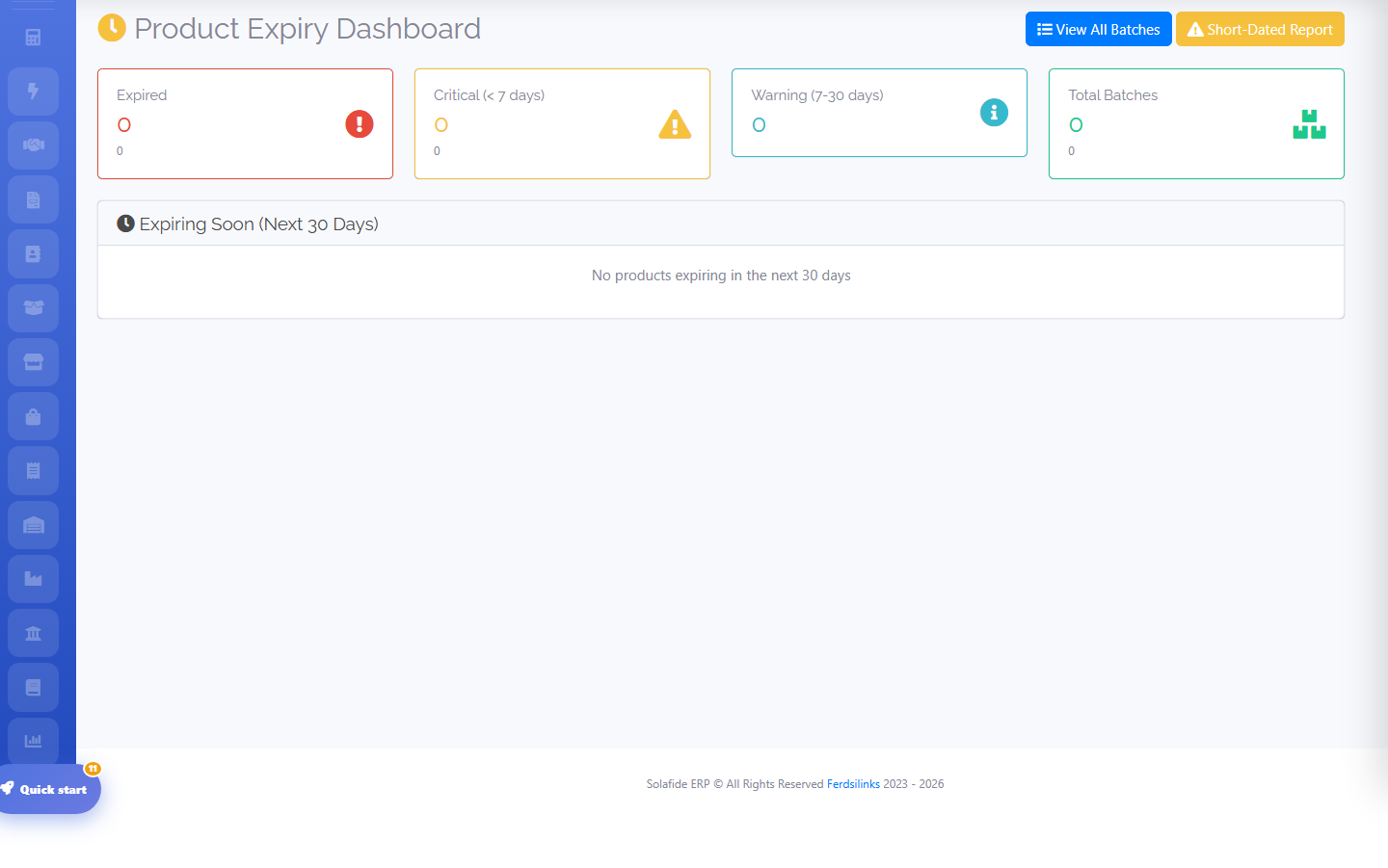 Solafide Product Expiry tracking dashboard