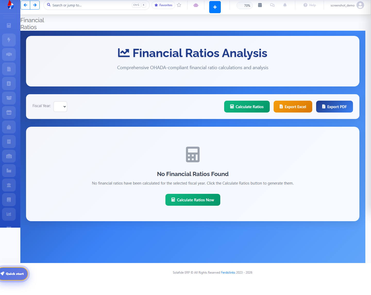Solafide OHADA Financial Ratios report